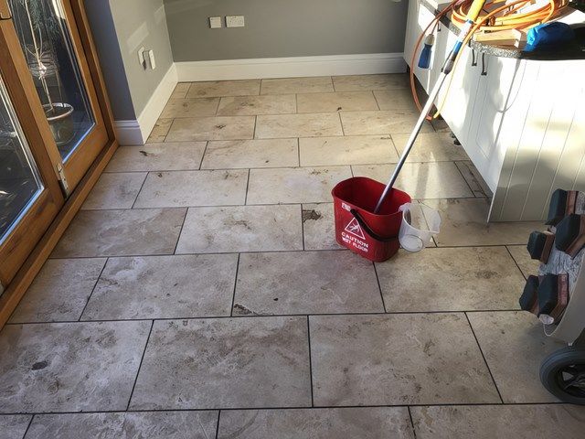 Travertine Floor Before Cleaning